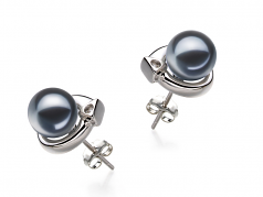 7-8mm di Perle Acqua Dolce Orecchini en Angelina Nero