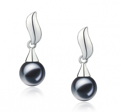7-8mm di Perle Acqua Dolce Orecchini en Edith Nero