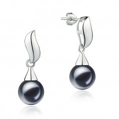 7-8mm di Perle Acqua Dolce Orecchini en Edith Nero
