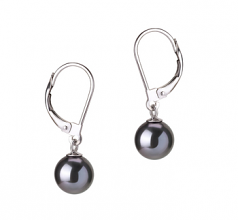 7-8mm di Perle Acqua Dolce Orecchini en Marcella Nero