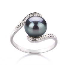 9-10mm di Perle Acqua Dolce Anello en Chantal Nero