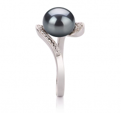 9-10mm di Perle Acqua Dolce Anello en Chantal Nero