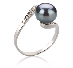 9-10mm di Perle Acqua Dolce Anello en Chantal Nero