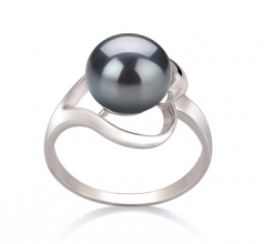 9-10mm di Perle Acqua Dolce Anello en Sara Nero
