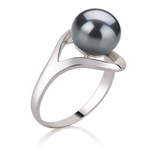 9-10mm di Perle Acqua Dolce Anello en Sara Nero