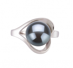 9-10mm di Perle Acqua Dolce Anello en Sara Nero