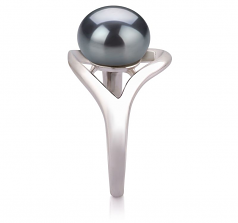9-10mm di Perle Acqua Dolce Anello en Sara Nero