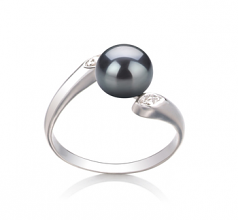 6-7mm di Perle Acqua Dolce Anello en Dana Nero
