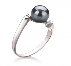 6-7mm di Perle Acqua Dolce Anello en Dana Nero
