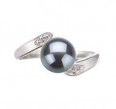 6-7mm di Perle Acqua Dolce Anello en Dana Nero