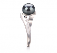 6-7mm di Perle Acqua Dolce Anello en Dana Nero