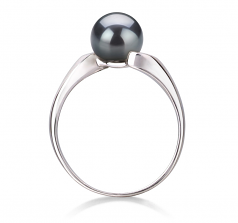 6-7mm di Perle Acqua Dolce Anello en Dana Nero