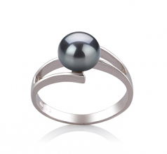 7-8mm di Perle Acqua Dolce Anello en Jenna Nero