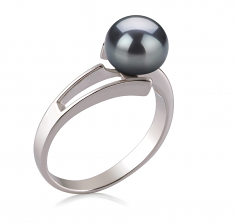 7-8mm di Perle Acqua Dolce Anello en Jenna Nero