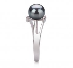 7-8mm di Perle Acqua Dolce Anello en Jenna Nero