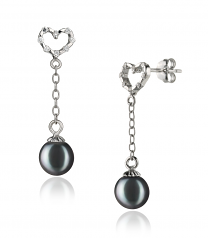 6-7mm di Perle Acqua Dolce Orecchini en Edda Nero