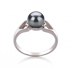 6-7mm di Perle Acqua Dolce Anello en Jessica Nero