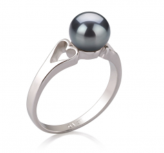 6-7mm di Perle Acqua Dolce Anello en Jessica Nero