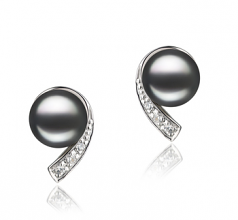 7-8mm di Perle Acqua Dolce Orecchini en Claudia Nero