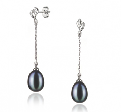 7-8mm di Perle Acqua Dolce Orecchini en Reese Nero