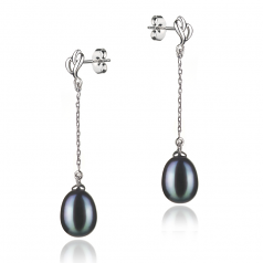 7-8mm di Perle Acqua Dolce Orecchini en Reese Nero