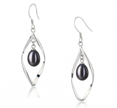 7-8mm di Perle Acqua Dolce Orecchini en Sandy Nero