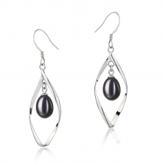 7-8mm di Perle Acqua Dolce Orecchini en Sandy Nero