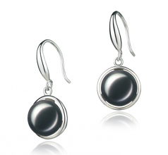 9-10mm di Perle Acqua Dolce Orecchini en Holly Nero