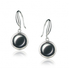 9-10mm di Perle Acqua Dolce Orecchini en Holly Nero