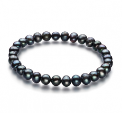 6-7mm A Quality di Perle Acqua Dolce Bracciale in Beatitudine Nero