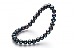 6-7mm A Quality di Perle Acqua Dolce Bracciale in Beatitudine Nero