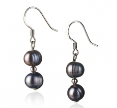 6-7mm di Perle Acqua Dolce Orecchini en Cerella Nero