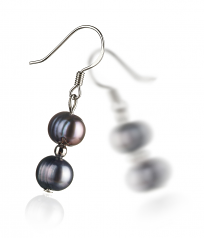 6-7mm di Perle Acqua Dolce Orecchini en Cerella Nero