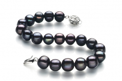 8-9mm di Perle Acqua Dolce Bracciale en Kaitlyn Nero