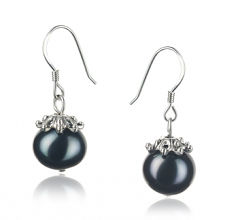 8-9mm di Perle Acqua Dolce Orecchini en Connor Nero