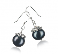 8-9mm di Perle Acqua Dolce Orecchini en Connor Nero