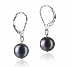 8-9mm di Perle Acqua Dolce Orecchini en Kaitlyn Nero