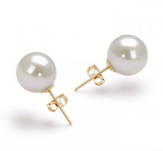 9-10mm di Perle Acqua Dolce Orecchini en Bianco