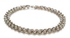 6-7mm di Perle Acqua Dolce Parure en Onda Bianco