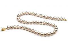 7-8mm di Perle Acqua Dolce Collana en Bianco