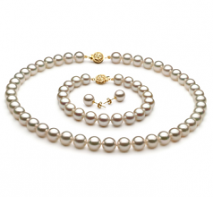 8.5-9mm Akoya Giapponese Parure en Bianco