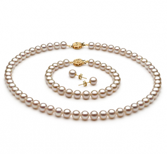 6-7mm di Perle Acqua Dolce Parure en Bianco