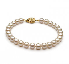6-7mm di Perle Acqua Dolce Bracciale en Bianco