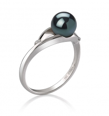 6-7mm Akoya Giapponese Anello en Tanya Nero