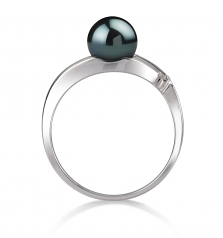 6-7mm Akoya Giapponese Anello en Tanya Nero