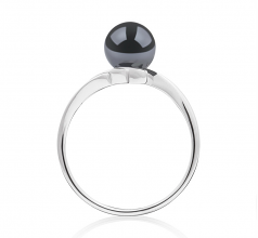 6-7mm Akoya Giapponese Anello en Daron Nero