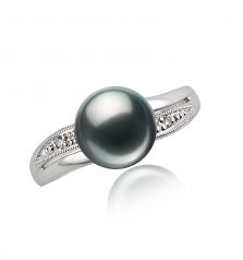 7-8mm Akoya Giapponese Anello en Carolina Nero
