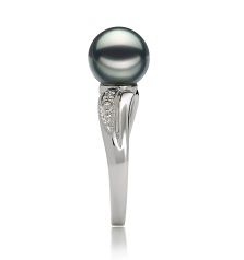 7-8mm Akoya Giapponese Anello en Carolina Nero