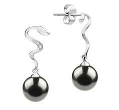 8-9mm Akoya Giapponese Orecchini en Tamara Nero