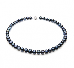 7-8mm di Perle Acqua Dolce Collana en Singolo Nero